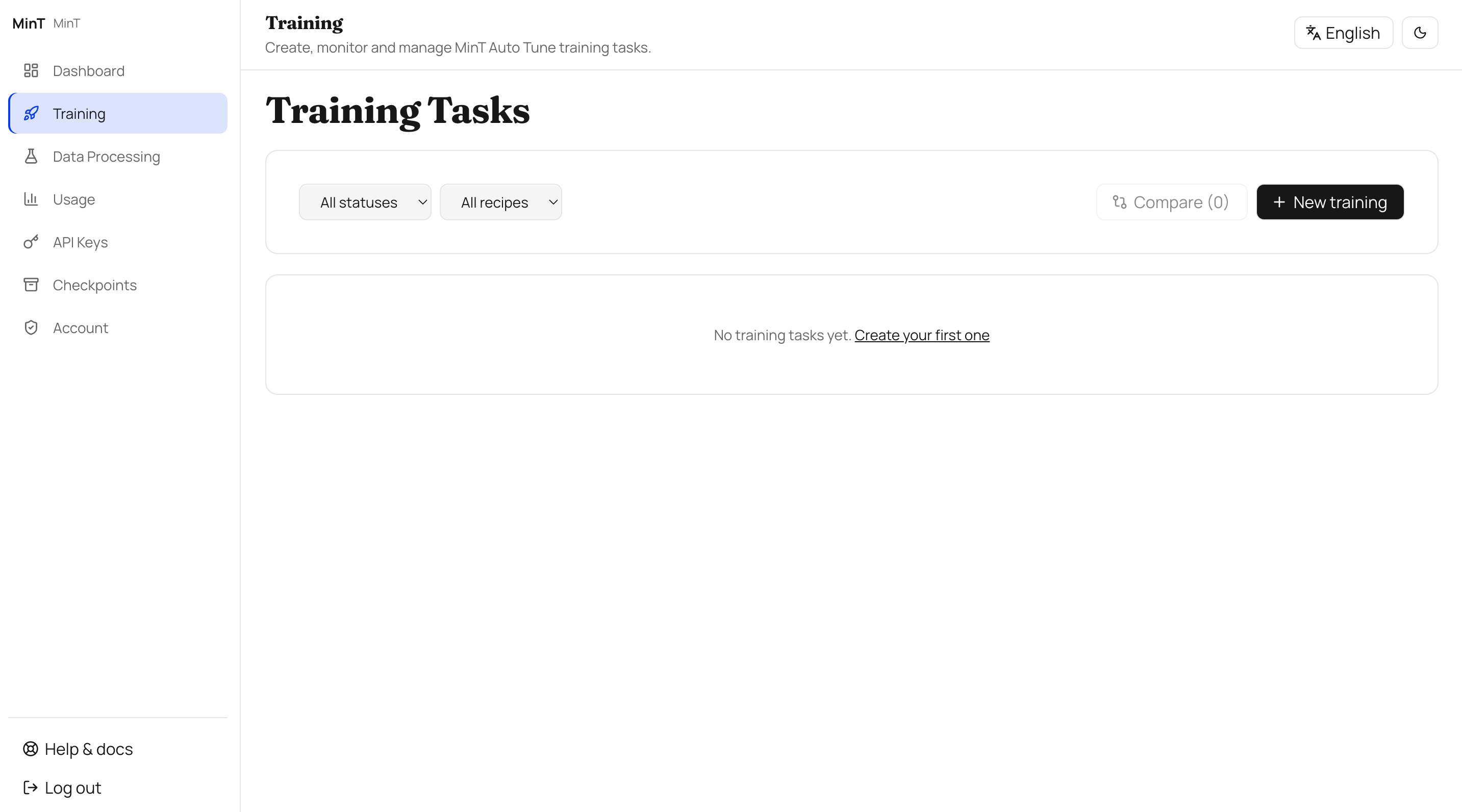 Create a training job