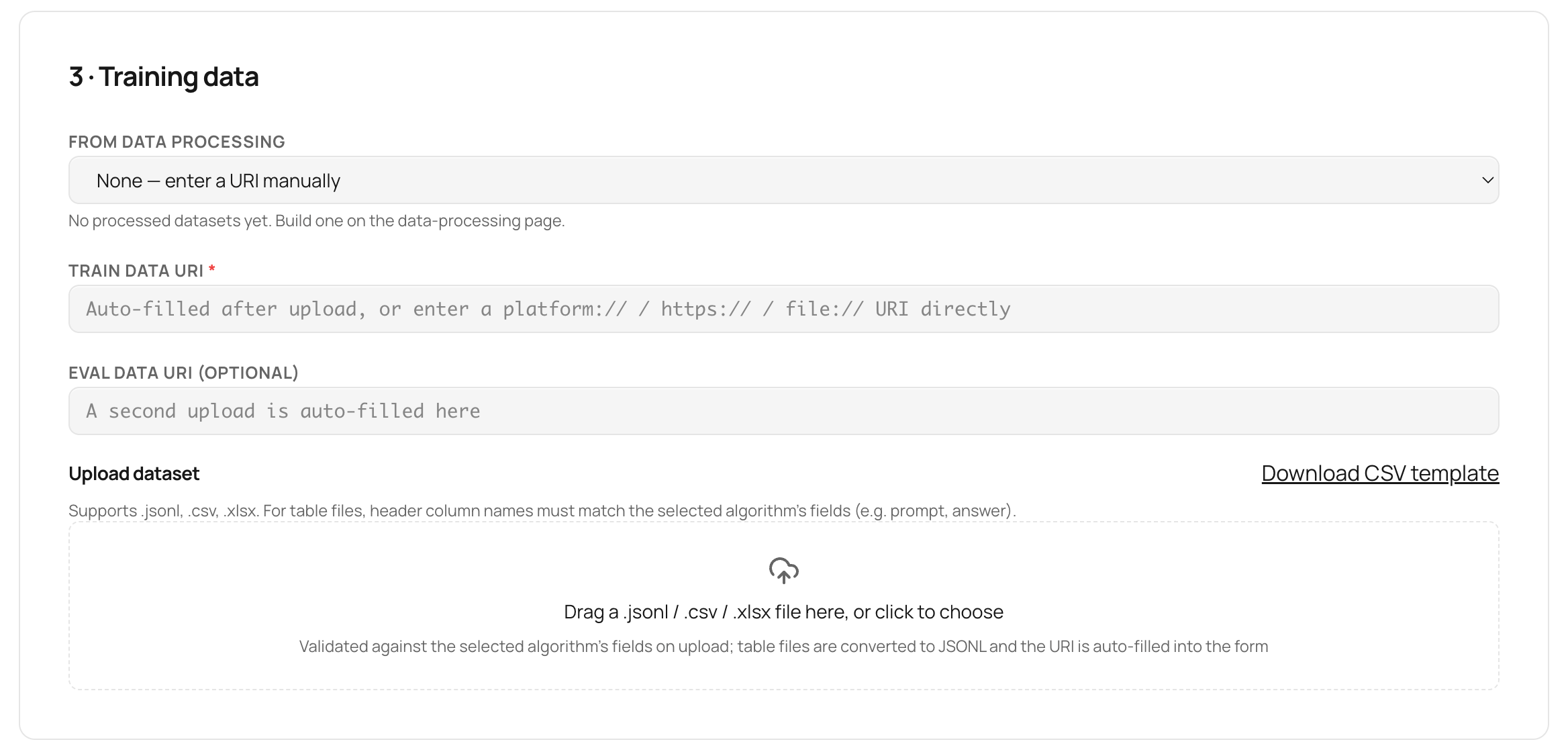 Choose the training dataset
